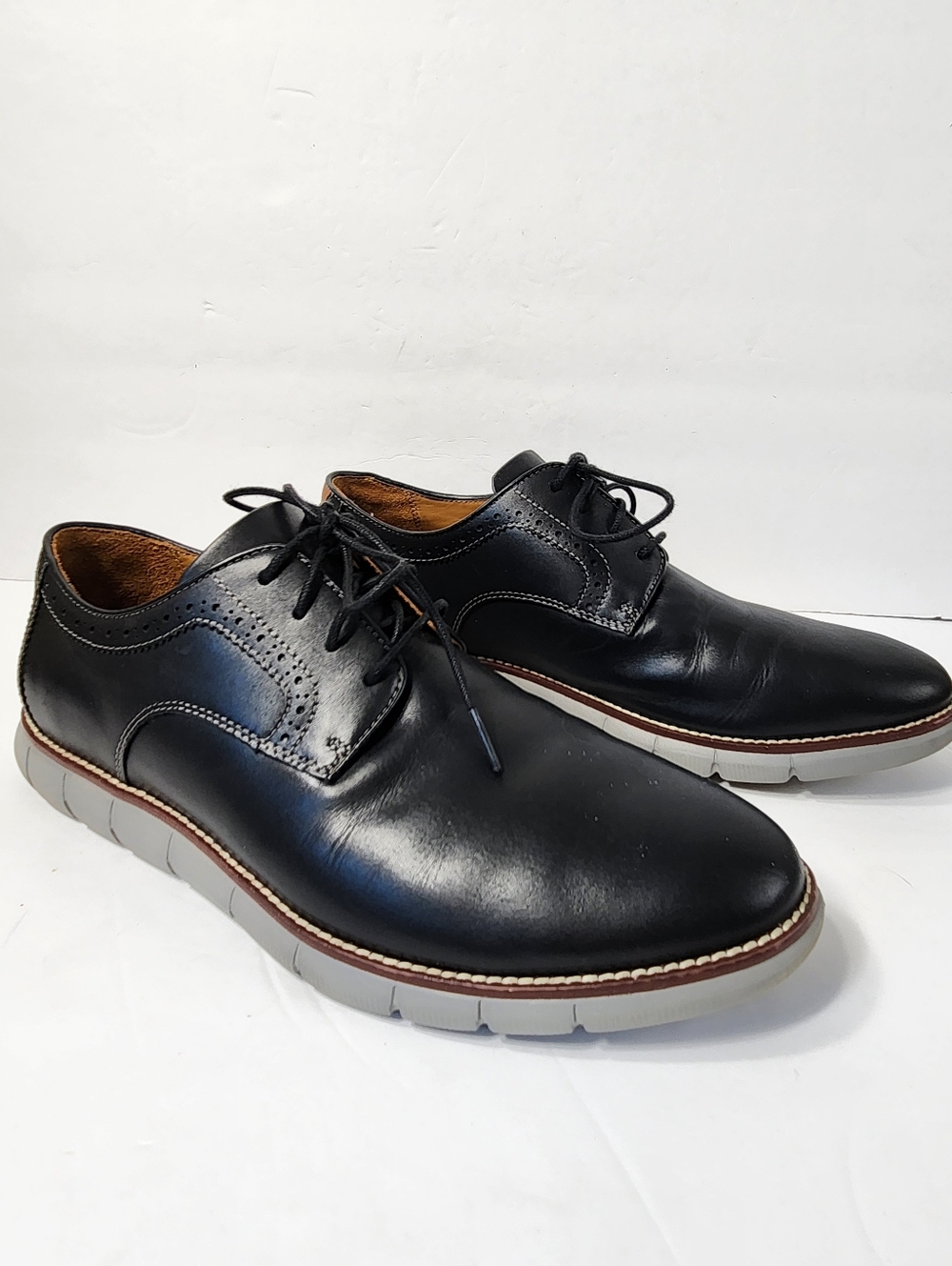 Johnston & Murphy Holden Memory Foam Sheepskin Leather Mens Shoes Sz 10.5 Black